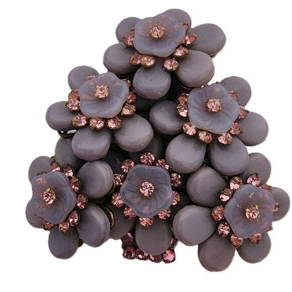 Stanley Hagler N.Y.C. Purple and Pink Flower Tree Brooch vintage - Picture 2 of 8